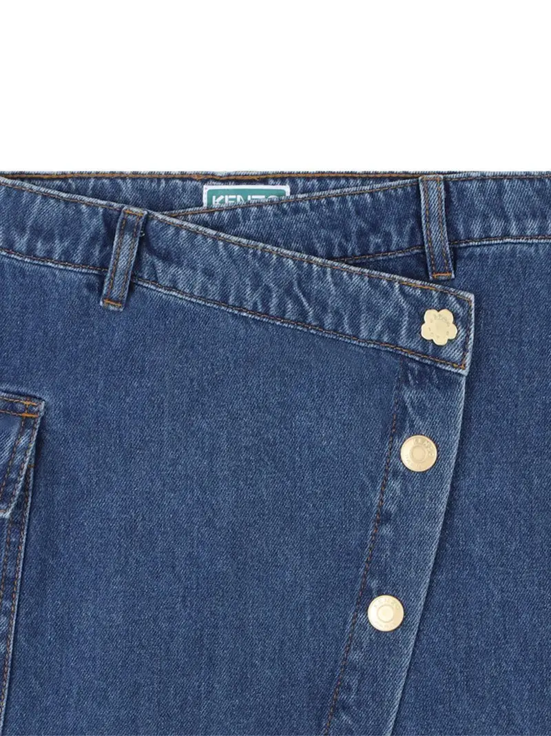 Gonna Asimmetrica con Tasca Cargo e Bottoni Denim miniatura 3