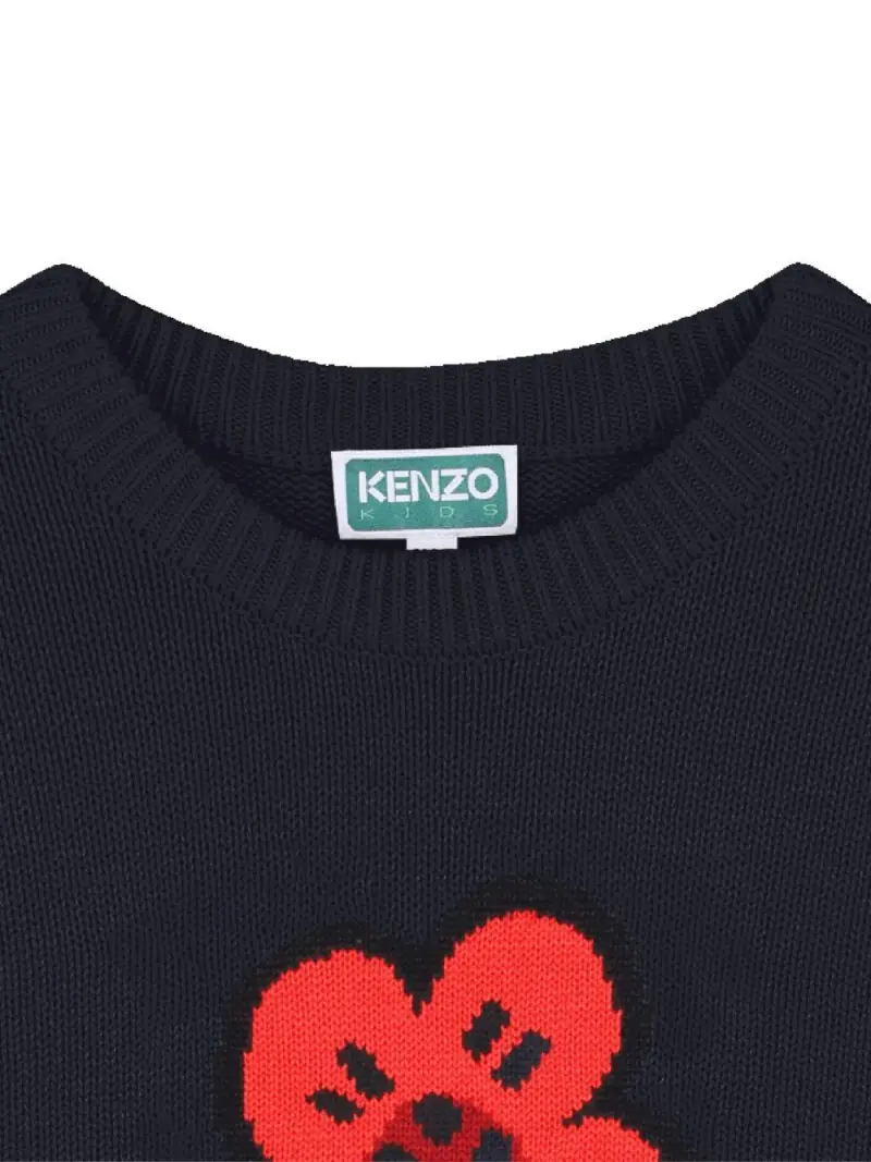 Maglione Jacquard con Motivo Boke Flower e Logo a Contrasto Marine miniatura 3