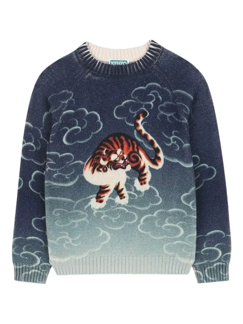 Maglione marine con motivo Tiger