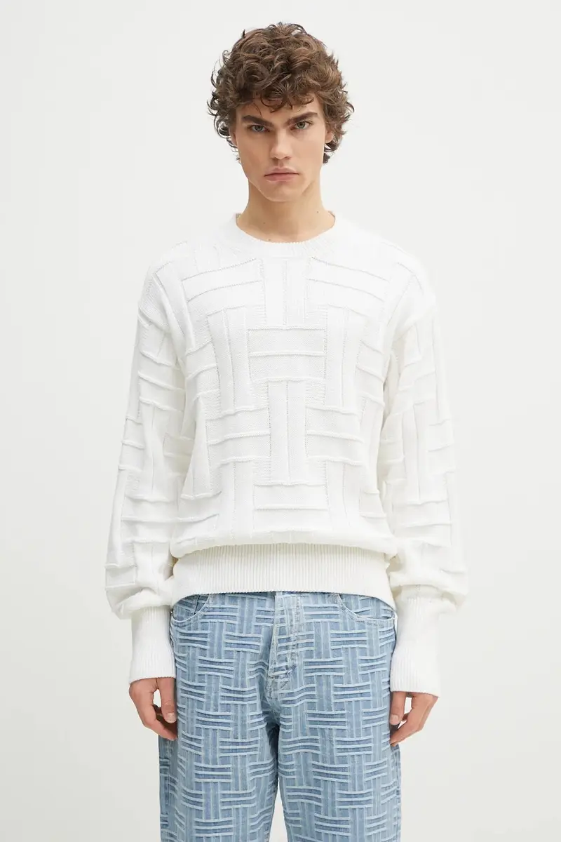 maglione in cotone Weave uomo colore bianco FF55PU7083CB.02