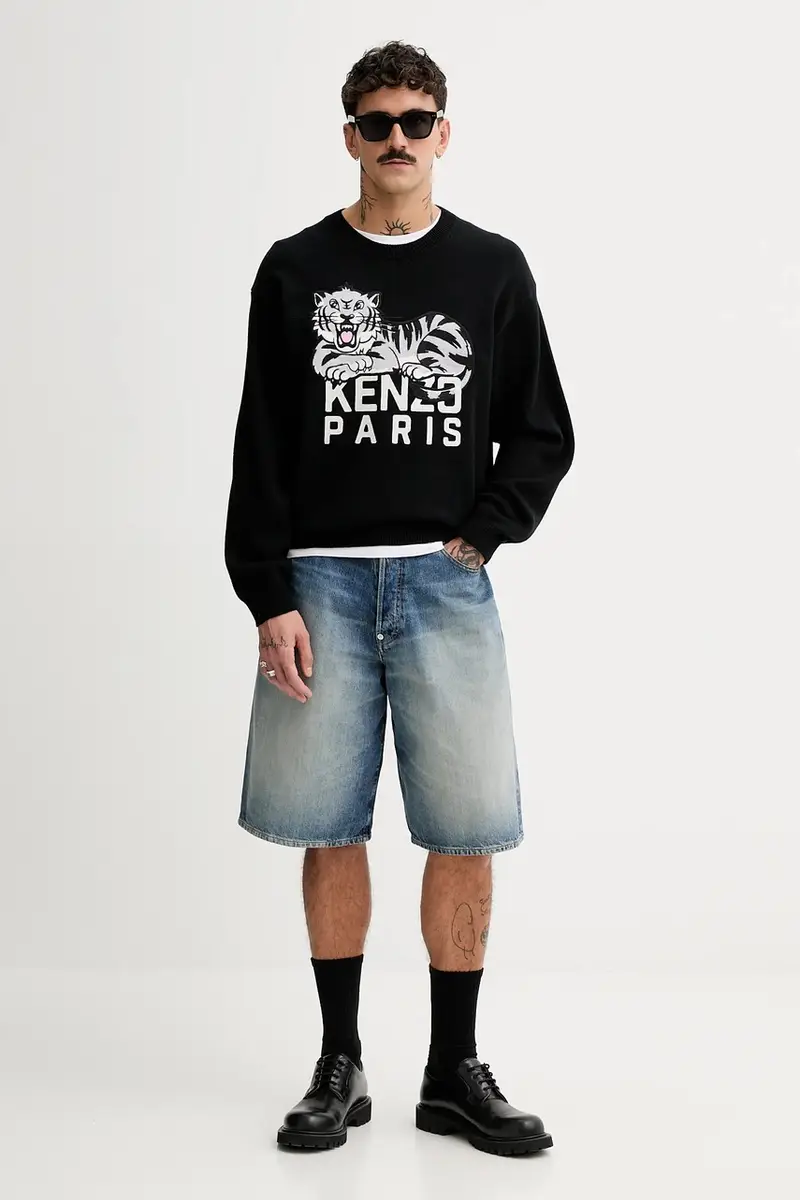 maglione in lana Happy Tiger Nero miniatura 2