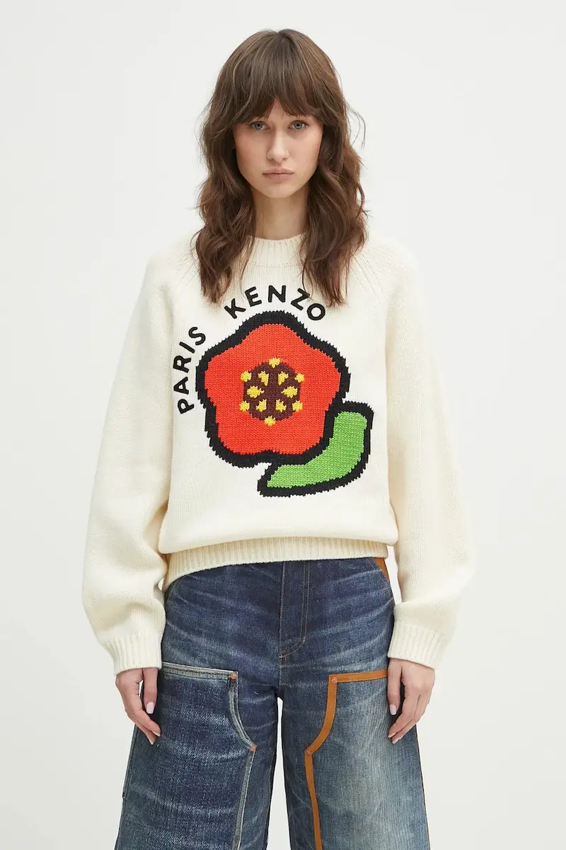 maglione in lana Pop donna colore beige FF52PU7043LA.02