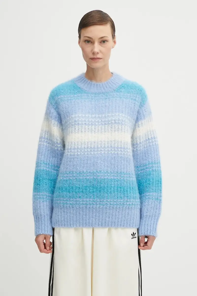 maglione in lana Speed Stripe Hairy Knit Jumper donna colore blu FF62PU7163CG