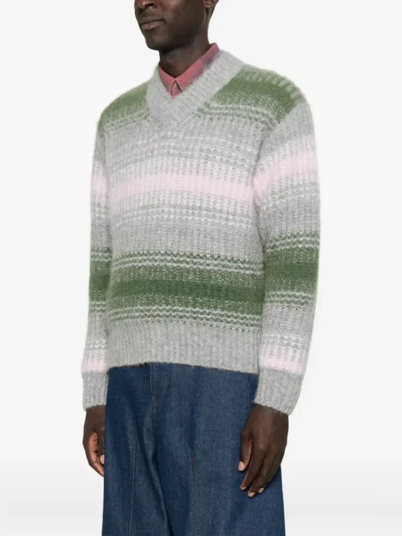 Kenzo Maglione grigio con righe colorate miniatura 2