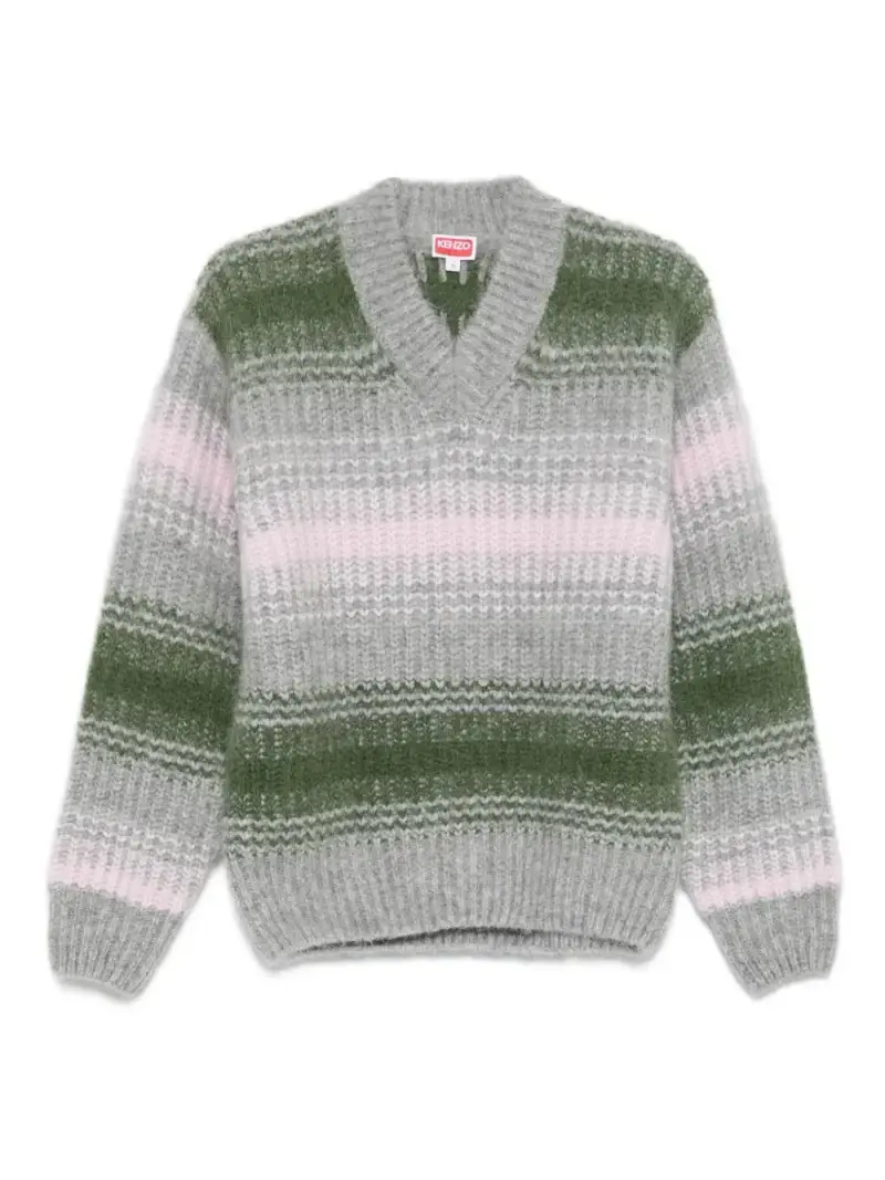Kenzo Maglione grigio con righe colorate