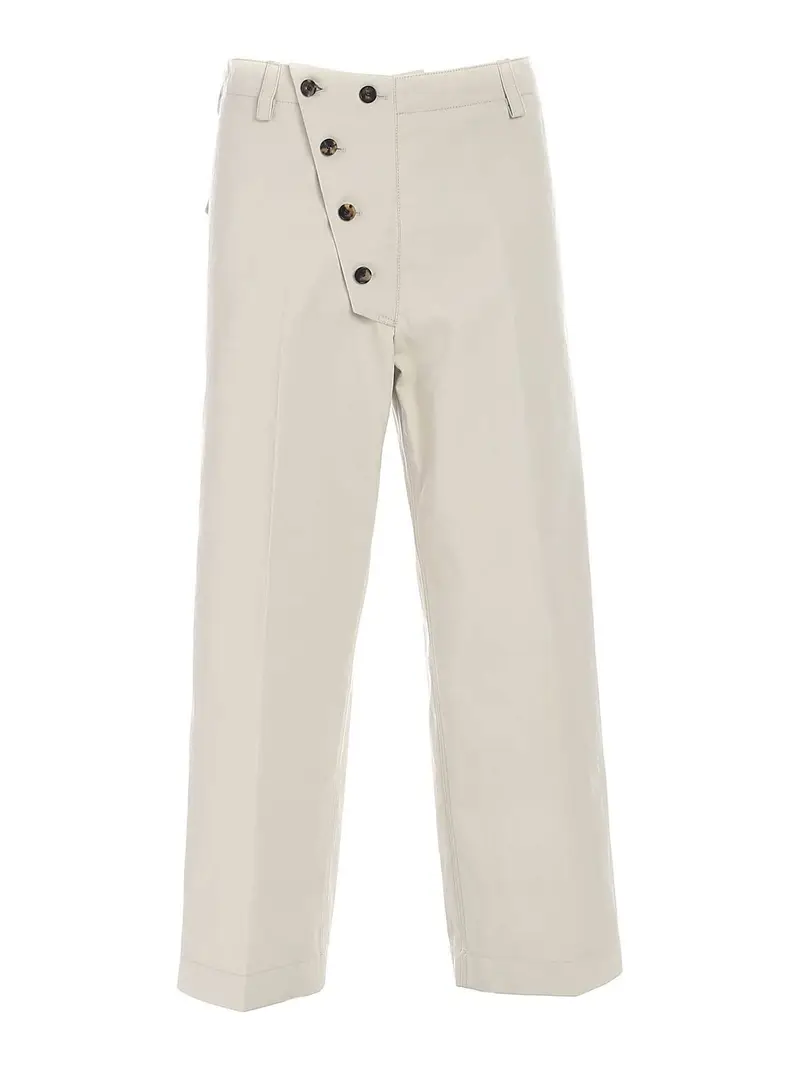 Pantalone beige con chiusura diagonale