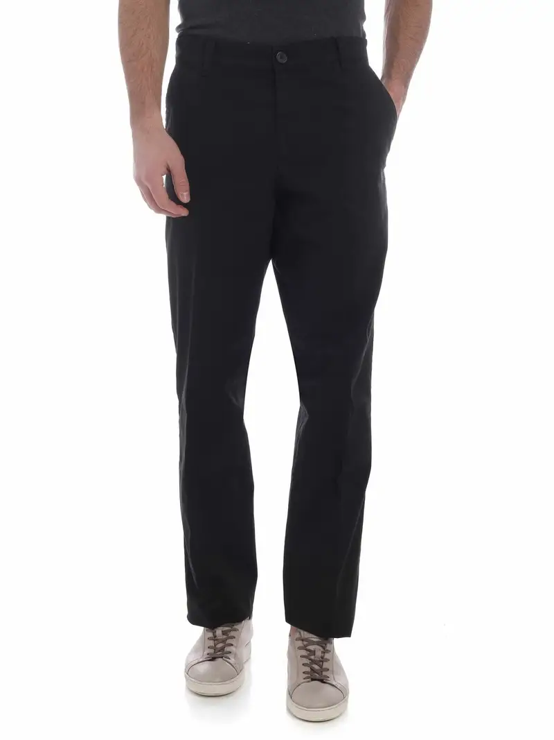 Pantalone chino nero con impunture verdi