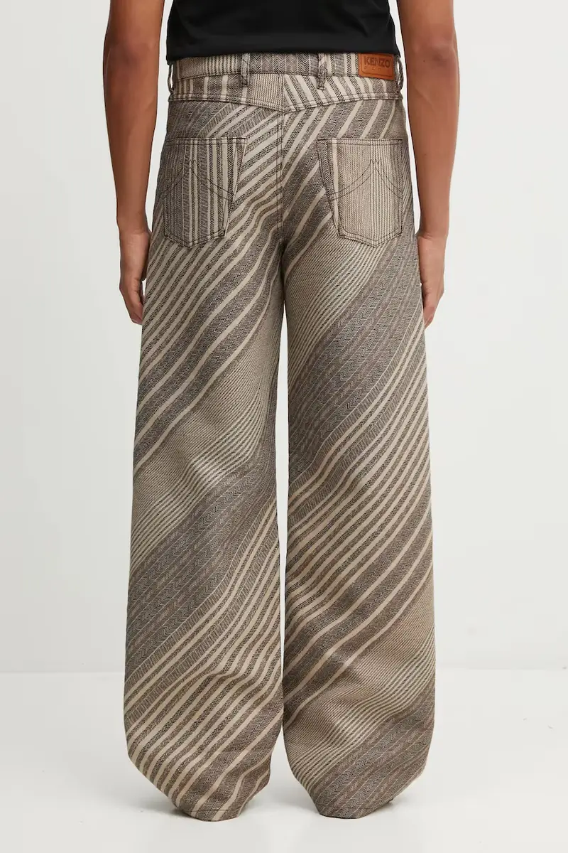 pantaloni con lana Diagonal Stripe Turn Up Wide Fit colore beige FF65PA3839IO miniatura 3