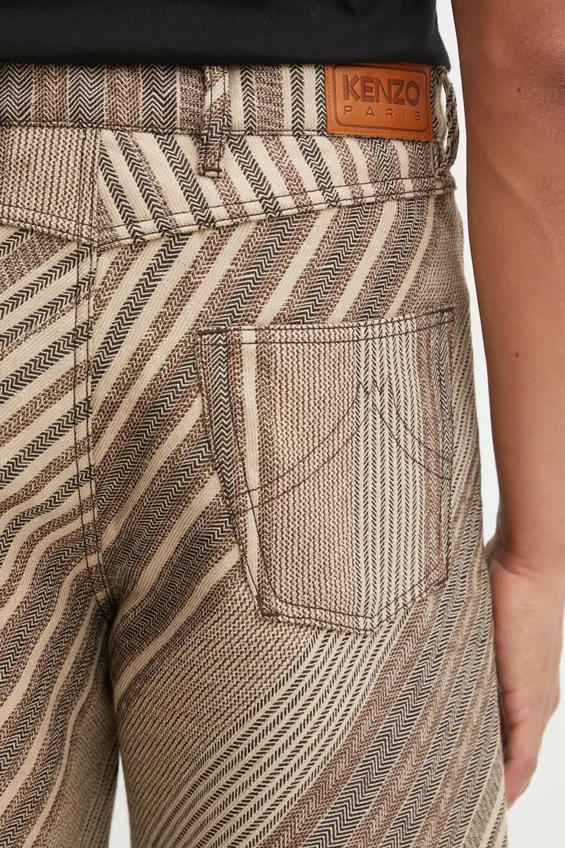 pantaloni con lana Diagonal Stripe Turn Up Wide Fit colore beige FF65PA3839IO miniatura 4