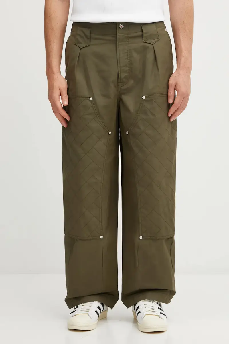 pantaloni in cotone Weave Double Knee Pant uomo colore verde FF65PA2469HD