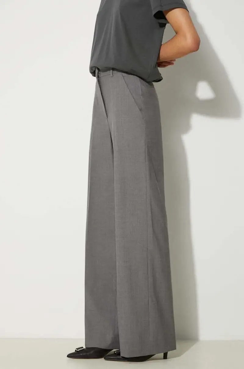 pantaloni in lana Cool Wool Wide Pants colore grigio FE62PA0949RB.97