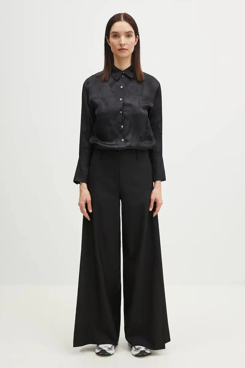 pantaloni in lana Nero miniatura 5