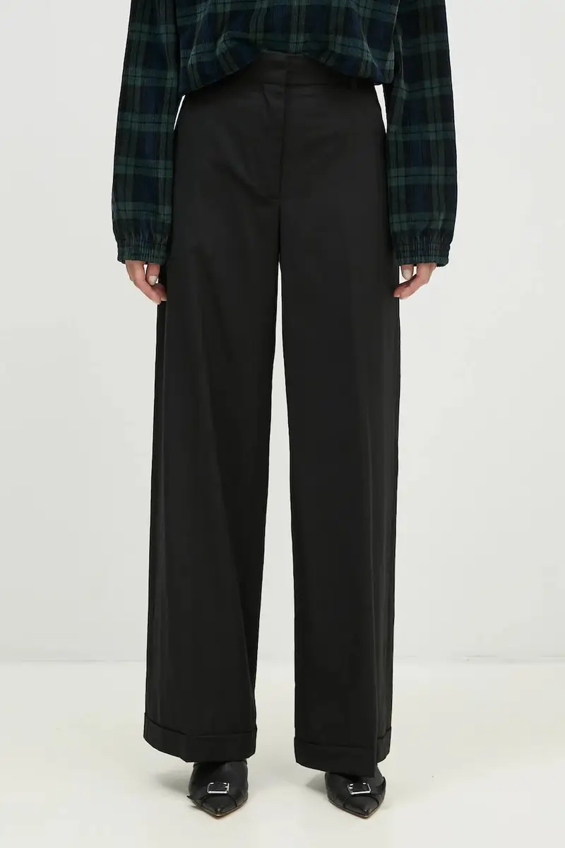 pantaloni in lana Solid Tailored Pants colore nero FE52PA0869RB.99