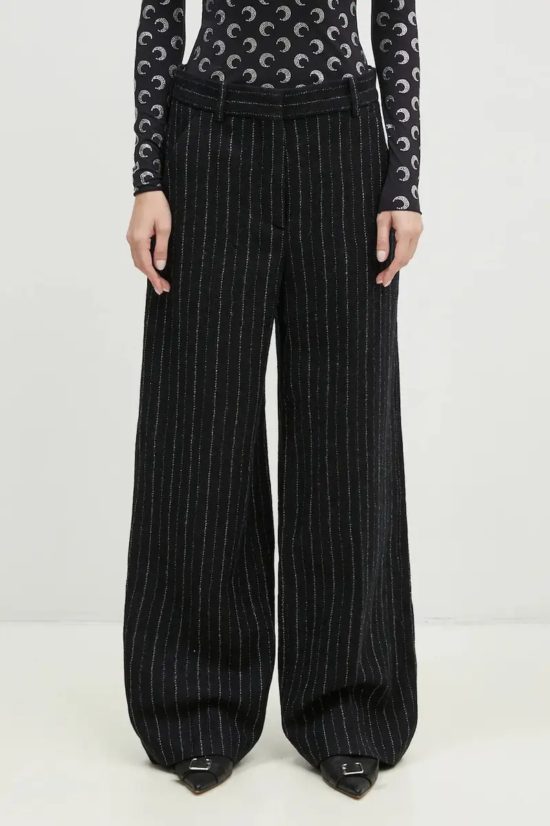 pantaloni in lana Stripped Wide Pants colore nero FE62PA0949GM.99