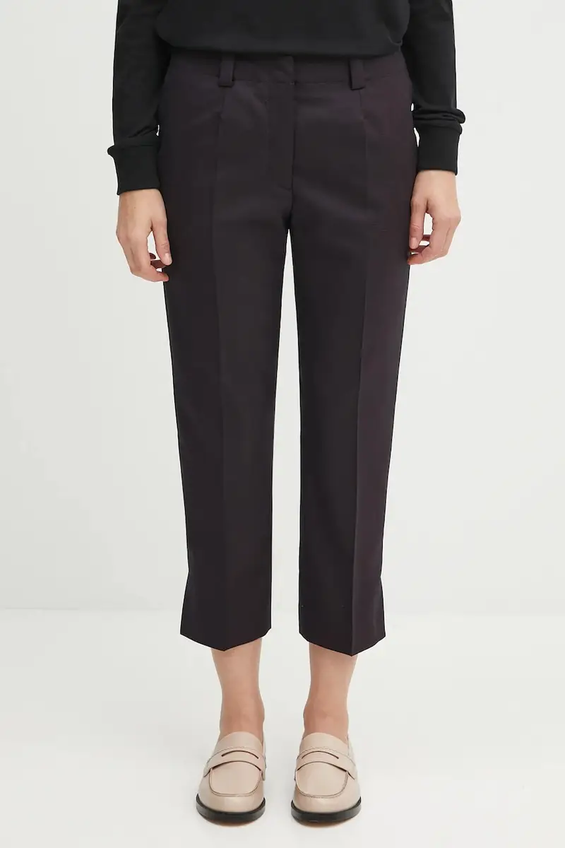 pantaloni in lana Weave Cropped donna colore blu navy FF62PA0939ID