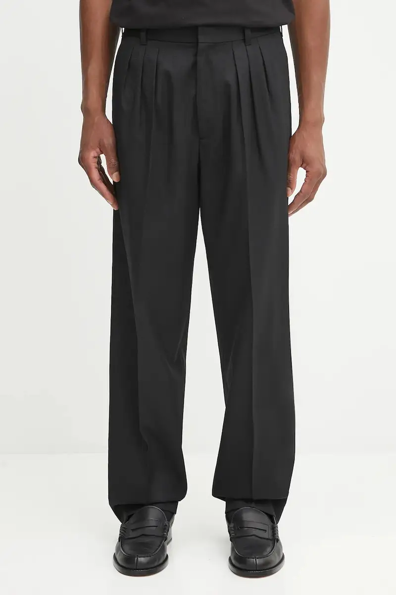 pantaloni in lana Weave Pleated Tailored uomo colore nero FF65PA2149ID