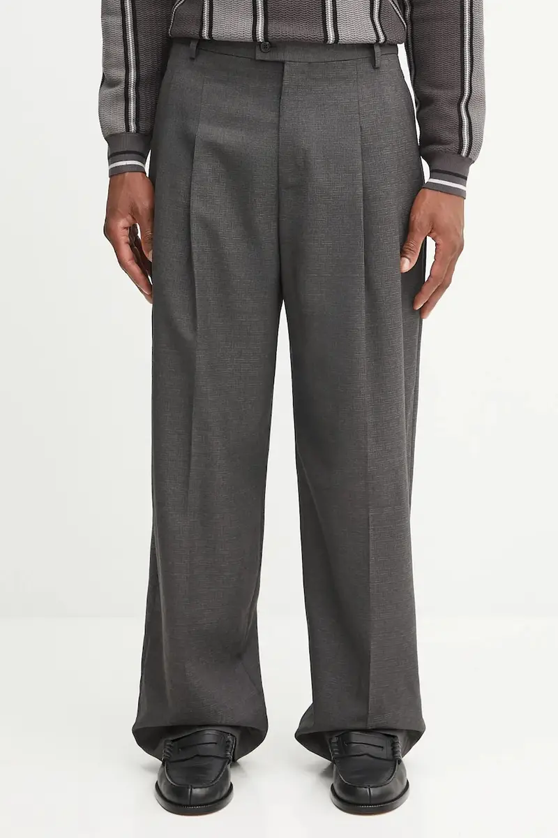 pantaloni in lana Weave Straight Tailored uomo colore grigio FF65PA3689ID