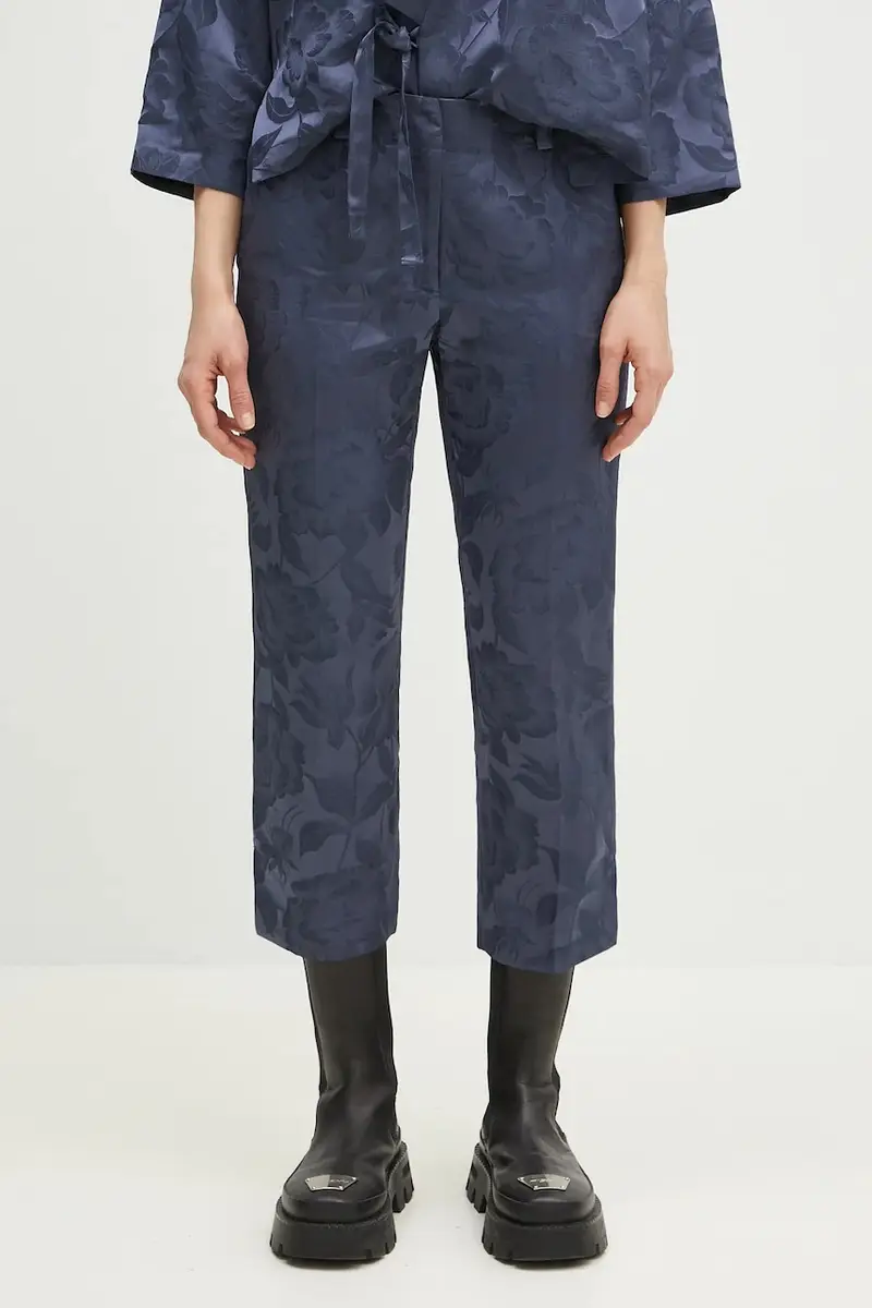 pantaloni in lino misto donna colore blu FF52PA0939JG.67