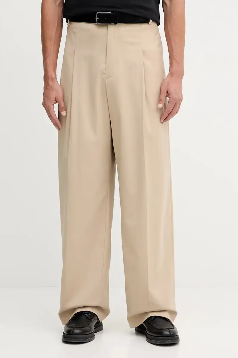 pantaloni in misto lana uomo colore beige FF65PA3689RZ
