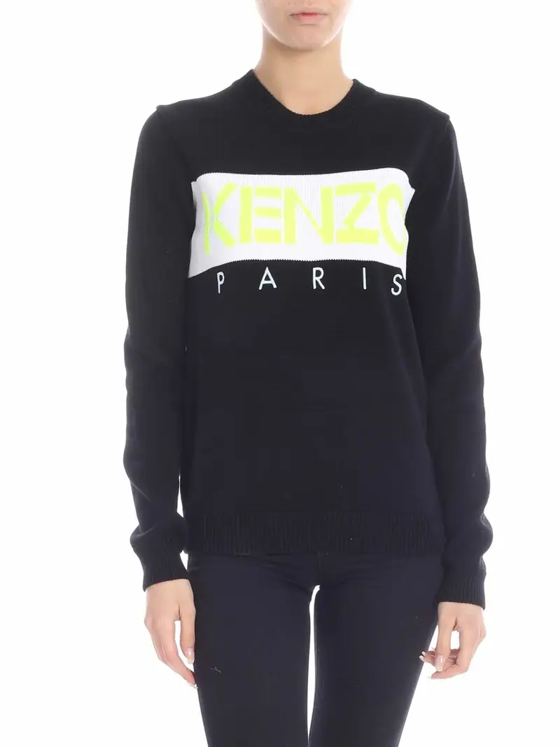 Pullover nero con logo Kenzo Paris Jumper