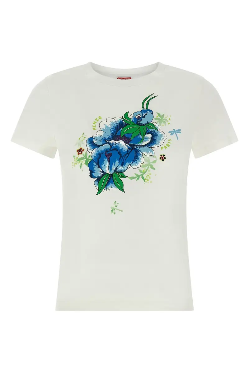 T-Shirt Kenzo Peonies Bianco