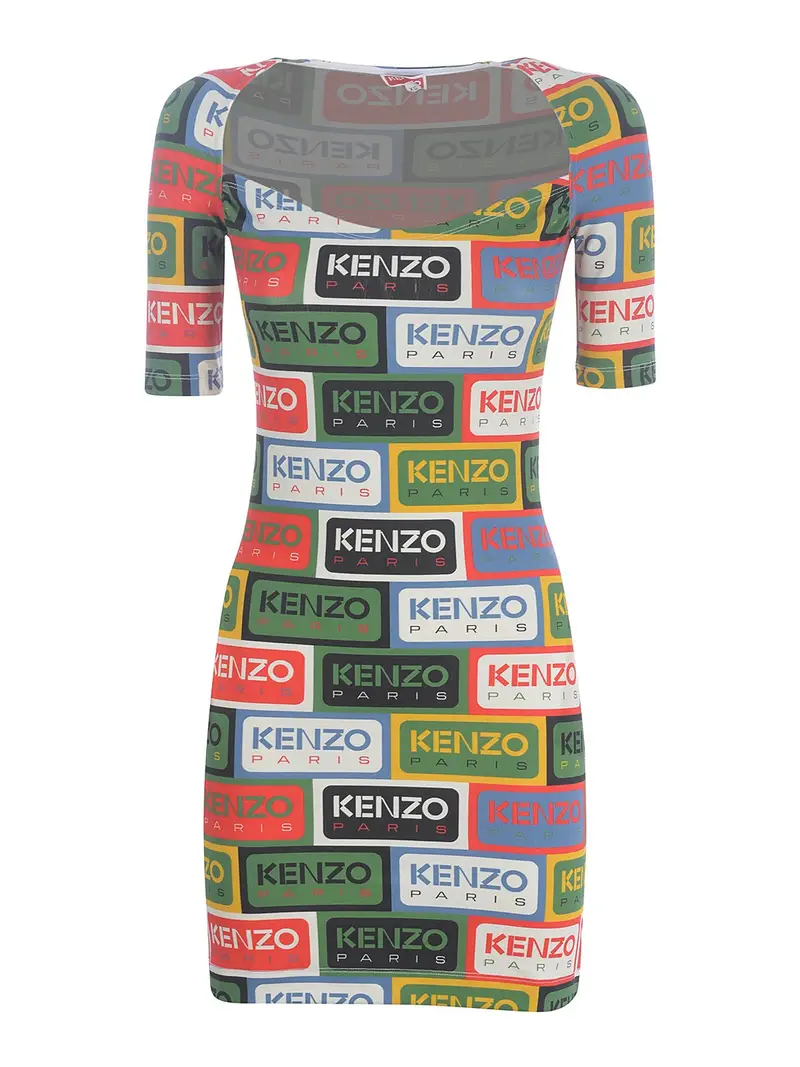 Vestito corto multicolore con logo
