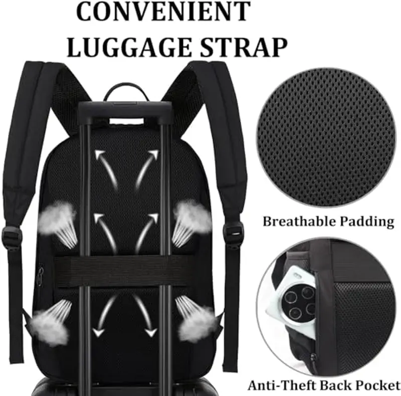 KEOFID Zaino per Computer Portatile per Uomini e Donne, Antifurto Zaino per Business 15, 6 pollici(Nero) miniatura 3