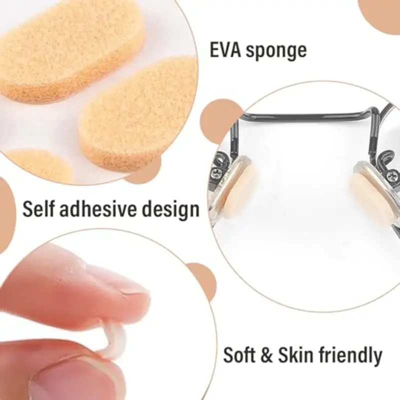 KEQAR 40 paia di occhiali in spugna, naselli da naso autoadesivi, cuscinetti per occhiali, naselli in silicone antiscivolo, gommini occhiali naso, contro lo scivolamento miniatura 3