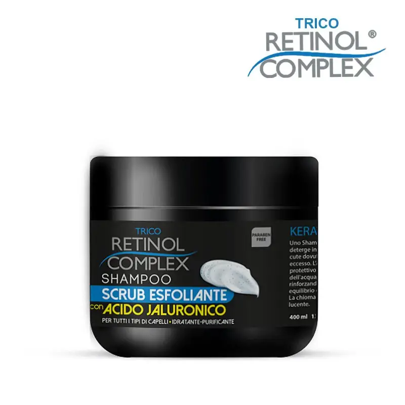 Shampoo complesso alla cheratina scrub esfoliante con acido jaluronico 400 ml