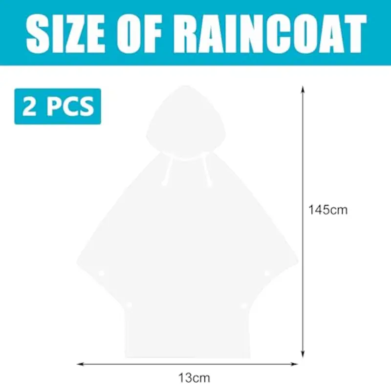 Keratobleem Poncho Antipioggia Riutilizzabile, 2 Pezzi Mantelli Impermeabile EVA con Cappuccio, Asciugatura Rapida miniatura 2