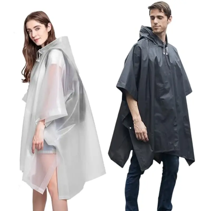Keratobleem Poncho Antipioggia Riutilizzabile,2 Pezzi Mantelli Impermeabile EVA con Cappuccio,Asciugatura Rapida