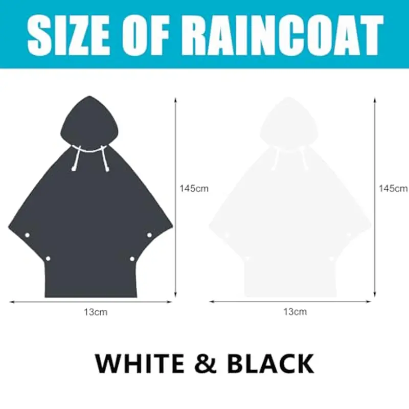 Keratobleem Poncho Antipioggia Riutilizzabile, 2 Pezzi Mantelli Impermeabile EVA con Cappuccio, Asciugatura Rapida miniatura 2