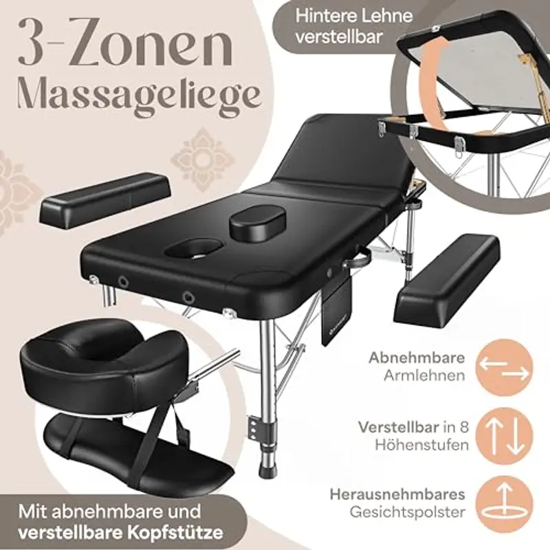 KESSER® Lettino da massaggio mobile pieghevole e regolabile in altezza a 3 zone Lettino da massaggio Lettino cosmetico miniatura 3