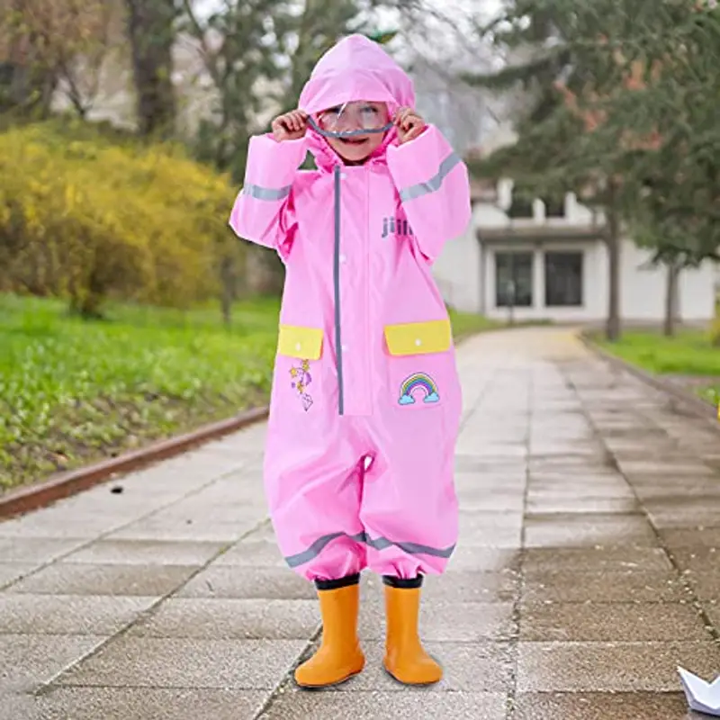 Keyck Impermeabile Bambine Cappuccio Antipioggia Unisex Leggero Pioggia Tuta Antivento Tutto in Uno Sportivo Poncho miniatura 2
