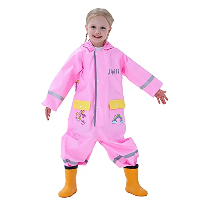 Keyck Impermeabile Bambine Cappuccio Antipioggia Unisex Leggero Pioggia Tuta Antivento Tutto in Uno Sportivo Poncho miniatura 3