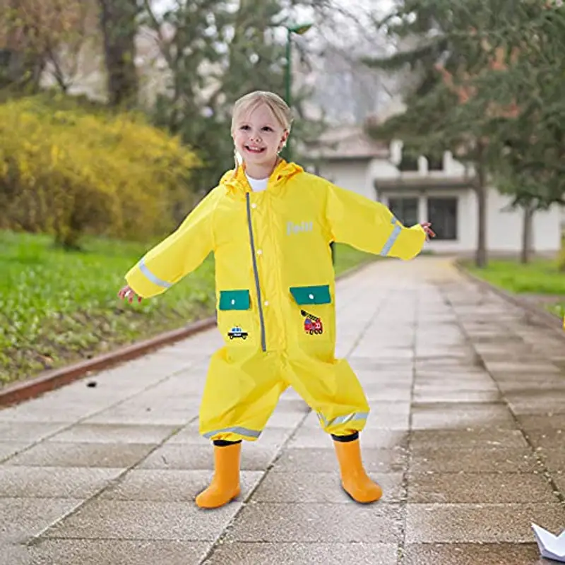 Keyck Impermeabile Bambini Cappuccio Antipioggia Unisex Leggero Pioggia Tuta Antivento Tutto in Uno Sportivo Poncho miniatura 2