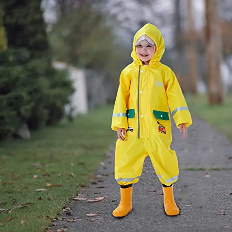 Keyck Impermeabile Bambini Cappuccio Antipioggia Unisex Leggero Pioggia Tuta Antivento Tutto in Uno Sportivo Poncho miniatura 3