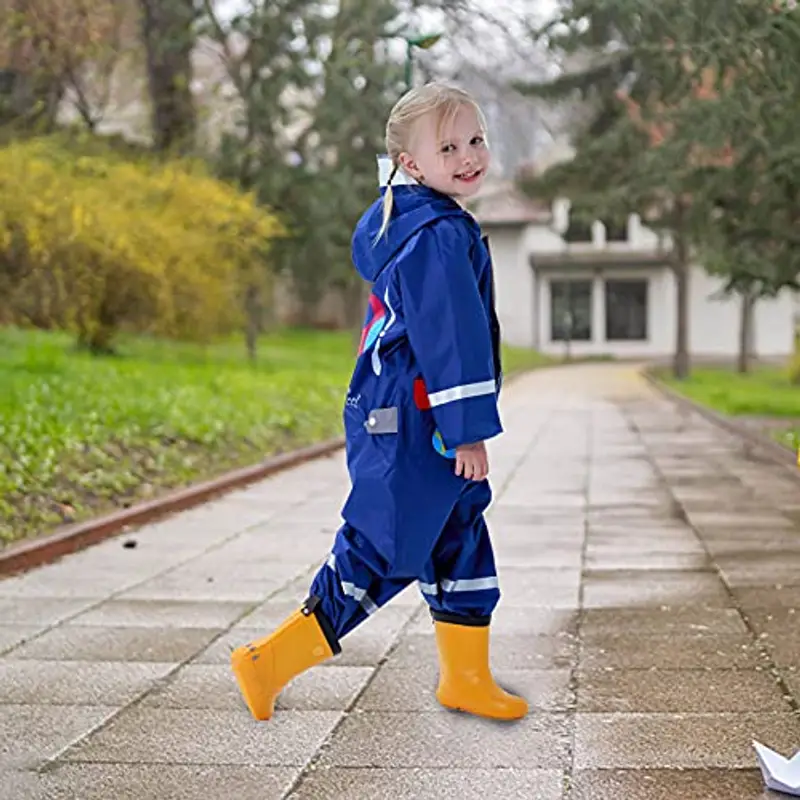Keyck Impermeabile Bambini Cappuccio Antipioggia Unisex Leggero Pioggia Tuta Antivento Tutto in Uno Sportivo Poncho miniatura 2