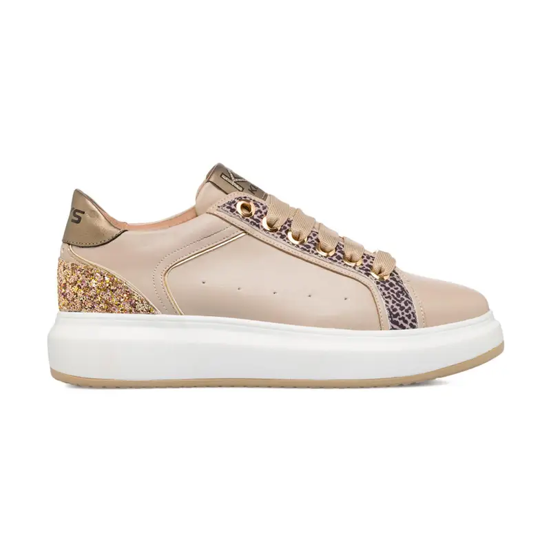 Sneakers beige da donna con dettaglio glitter