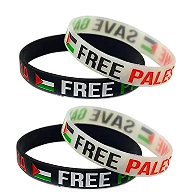 KFGJ Free Palestine Braccialetto, Save Gaza, Transfrontaliera di Successo della Bandiera palestinese Free Palestine Ispirazione Silicone Braccialetto del Polso Braccialetto