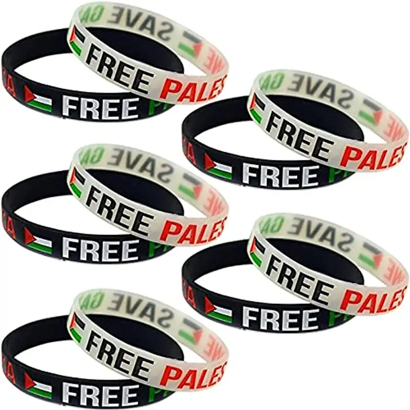 KFGJ Free Palestine Braccialetto, Save Gaza, Transfrontaliera di Successo della Bandiera palestinese Free Palestine Ispirazione Silicone Braccialetto del Polso Braccialetto