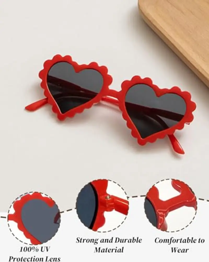KGDUYC 3pcs occhiali cuore?occhiali da sole a cuore?Occhiali Da Festa, Occhiali Da Sole d'Epoca, Occhiali Sole miniatura 3