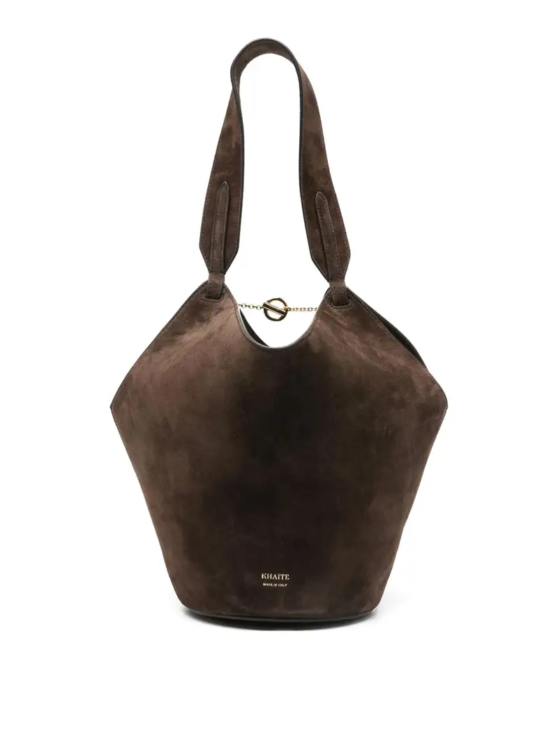 Borsa a secchiello Lotus mini in pelle Marrone Scuro