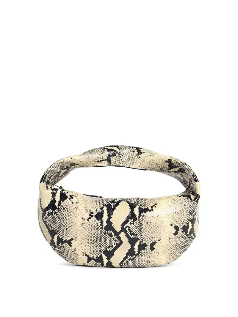 Borsa media in pelle di serpente Beige