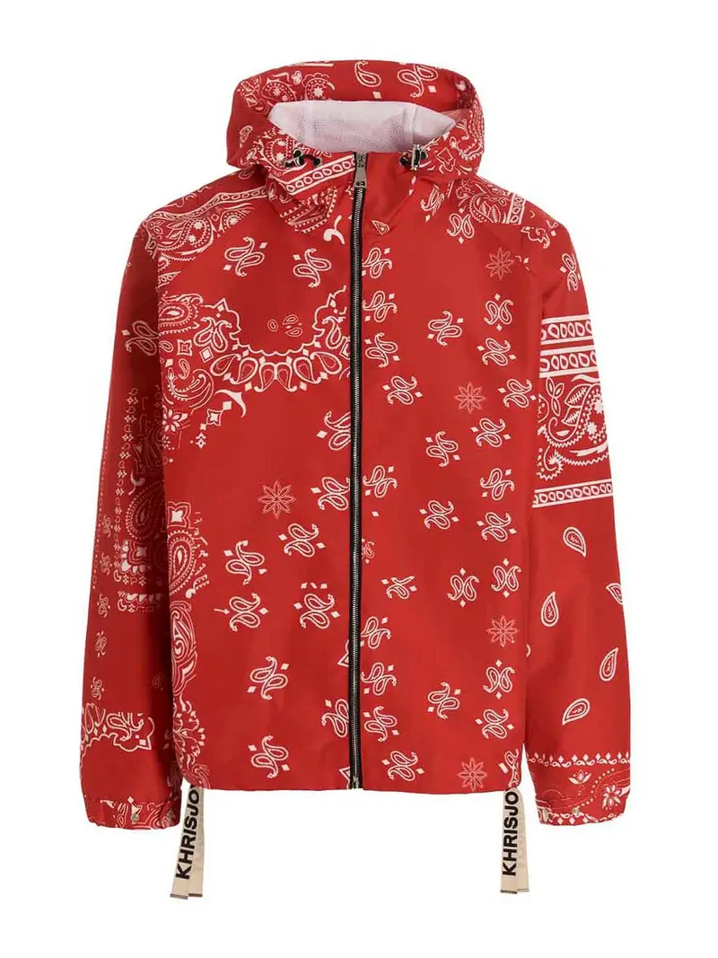 Giacca a vento con cappuccio bandana Rosso