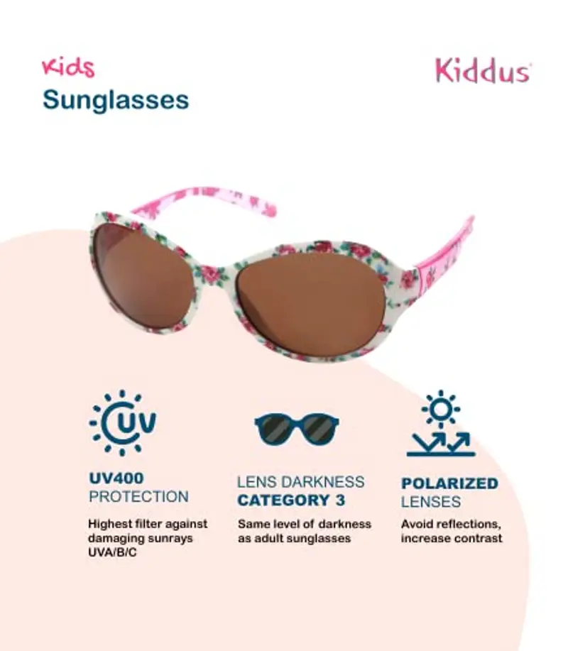 Kiddus Occhiali da Sole Polarizzati per Bambine, Età 6-9 Anni, Protezione UV400 100%, Stile alla Moda miniatura 2