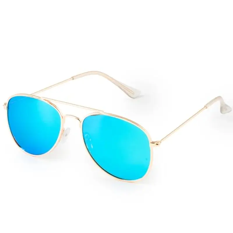 Kiddus Ochiali da Sole Polarizzati per Ragazza e Ragazzo da 10 anni. UV400 Protezione al 100% dai Raggi Ultravioletti. Telaio in Metallo Leggero. Stile Aviatore
