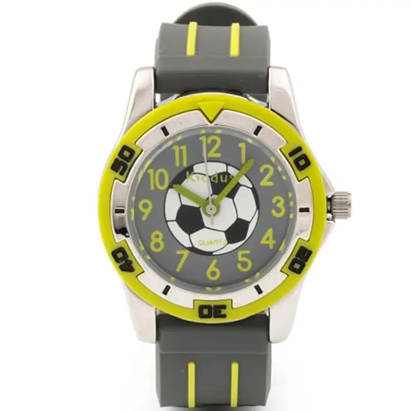 Kiddus Orologio Analogico. Per Bambini 5-10 Anni. Didattico, da Polso per Bambino, Facilità di Lettura dell’Ora. Primo Orologio Bambino. Calcio. Verde miniatura 2