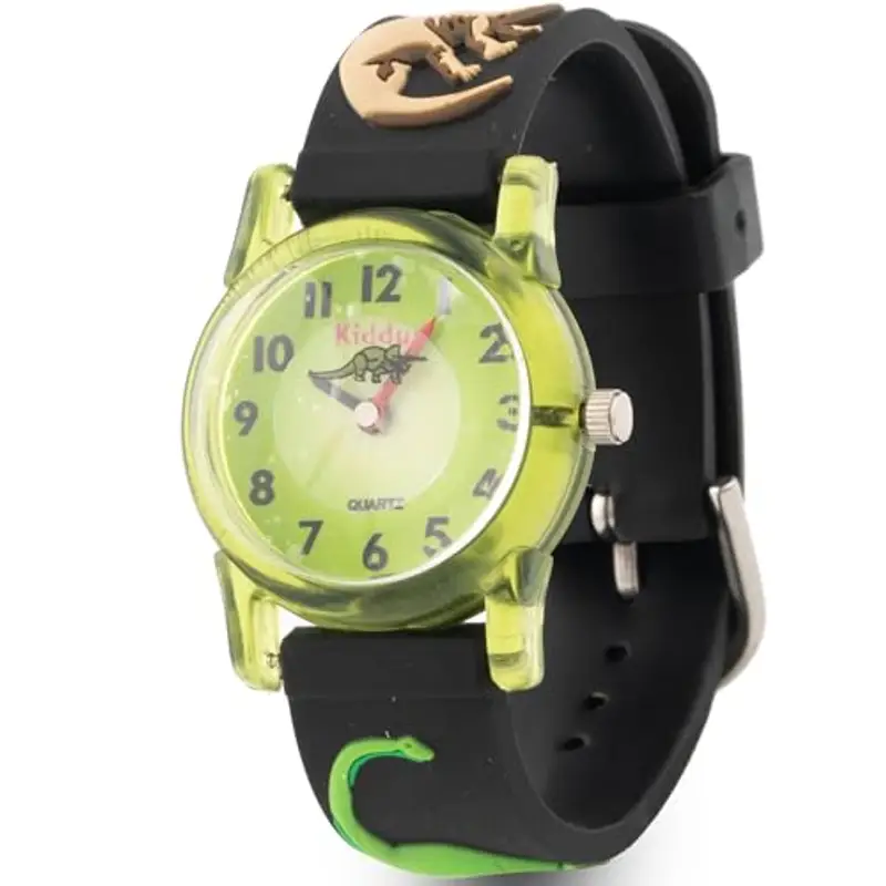 Kiddus Orologio Analogico. Per Bambini 5-10 Anni. Didattico, da Polso per Bambino, Facilità di Lettura dell’Ora. Primo Orologio Bambino. Dino