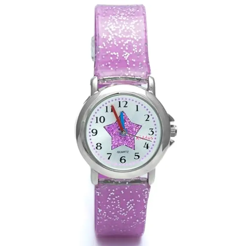 Kiddus Orologio Bambina, Analogico a partire da 4 anni, Regalo per Bambine con Glitter, Contiene Esercizi per Imparare a Leggere L'ora, Aprendimento Bimba miniatura 3